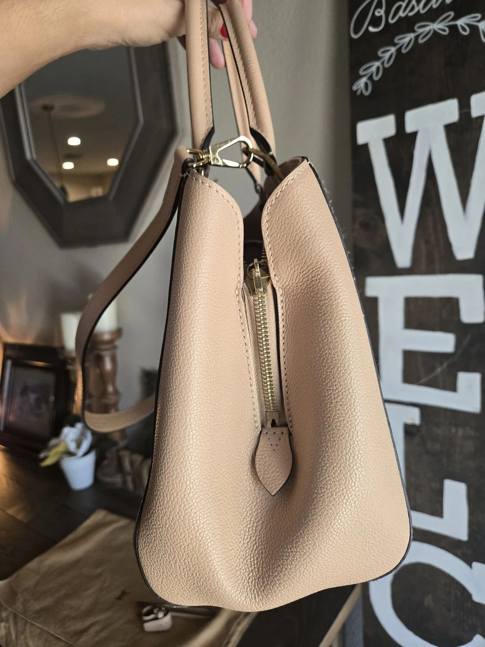 Louis Vuitton Beige Embossed Monogram Leather Tote